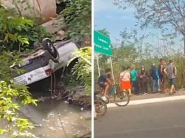 Motorista perde o controle da direção e cai com carro no Rio Cuiabá