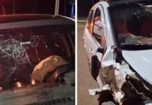 Motorista embriagado dorme ao volante e bate em carreta estacionada; vídeo
