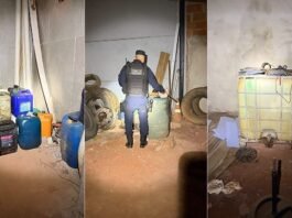 PM flagra grupo furtando diesel de ônibus e apreende quase 500 litros de combustível em Campo Novo do Parecis