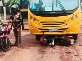Motociclista morre após colisão com ônibus escolar em Guarantã do Norte