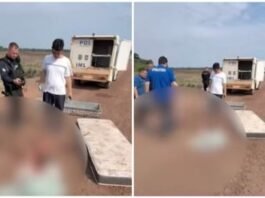 Homem é encontrado morto com colchão e roupas de cama em estrada de fazenda